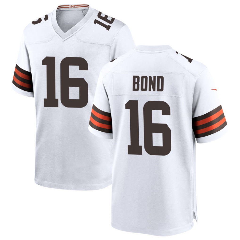 Silnrao C.Browns #16 Isaiah Bond Player White Home Game Stitched Jerseys