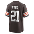 Silnrao C.Browns #21 Denzel Ward Brown Game Stitched Jerseys