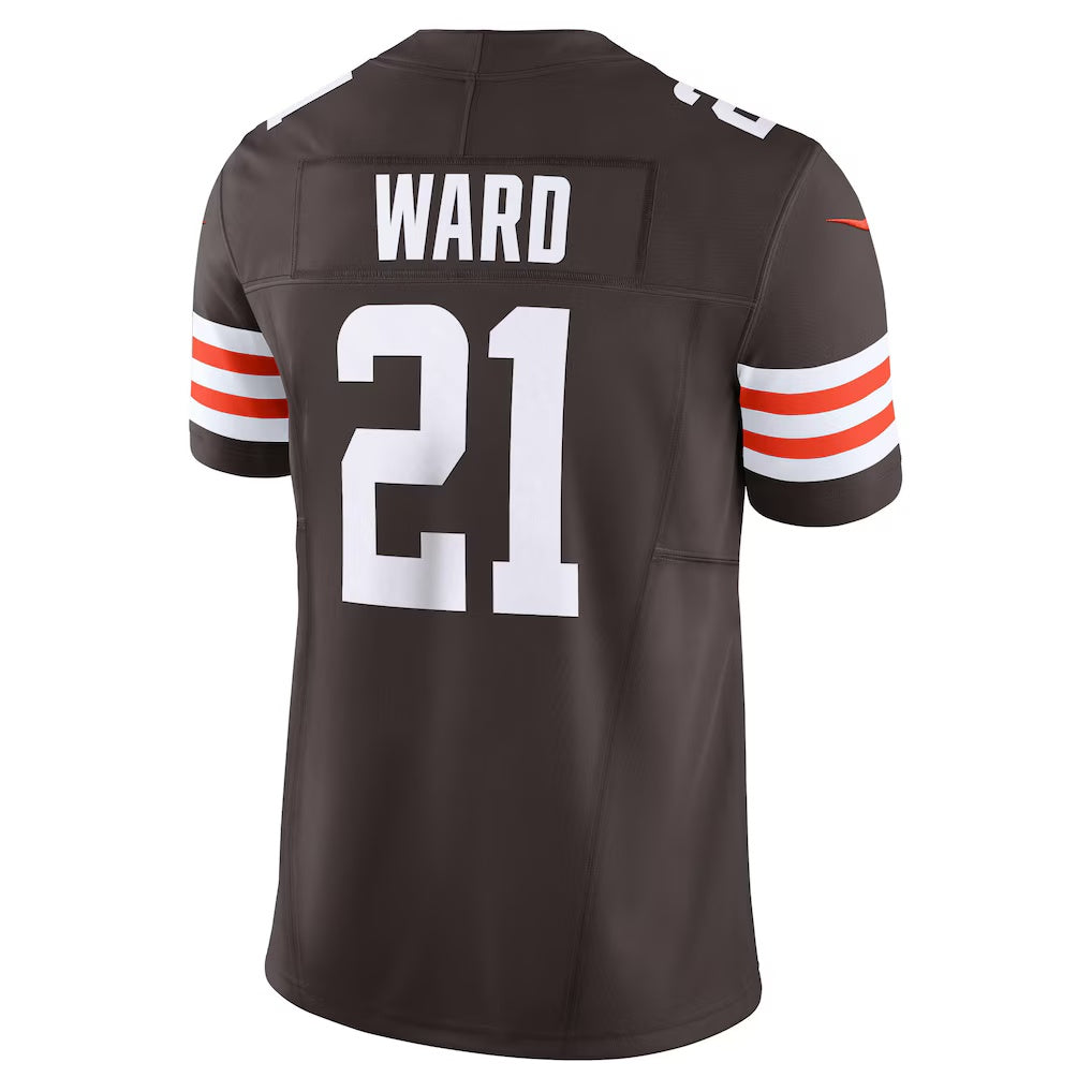 Silnrao C.Browns #21 Denzel Ward Brown Vapor F.U.S.E. Limited Stitched Jerseys