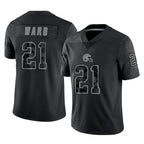 Silnrao C.Browns #21 Denzel Ward Player Black RFLCTV Limited Football Jerseys