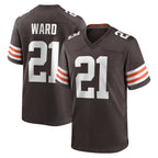 Silnrao C.Browns #21 Denzel Ward Player Brown Home Game Football Jerseys