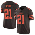 Silnrao C.Browns #21 Denzel Ward Player Brown Vapor Limited Color Rush Football Jerseys