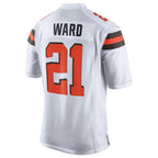 Silnrao C.Browns #21 Denzel Ward Player White Vapor Limited Football Jerseys