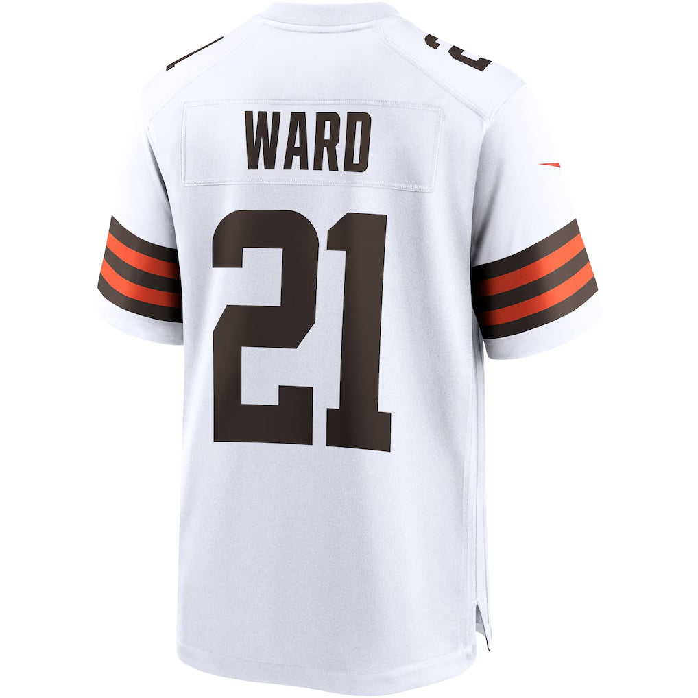 Silnrao C.Browns #21 Denzel Ward White Game Stitched Jerseys