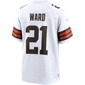 Silnrao C.Browns #21 Denzel Ward White Game Stitched Jerseys