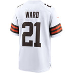Silnrao C.Browns #21 Denzel Ward White Game Stitched Jerseys