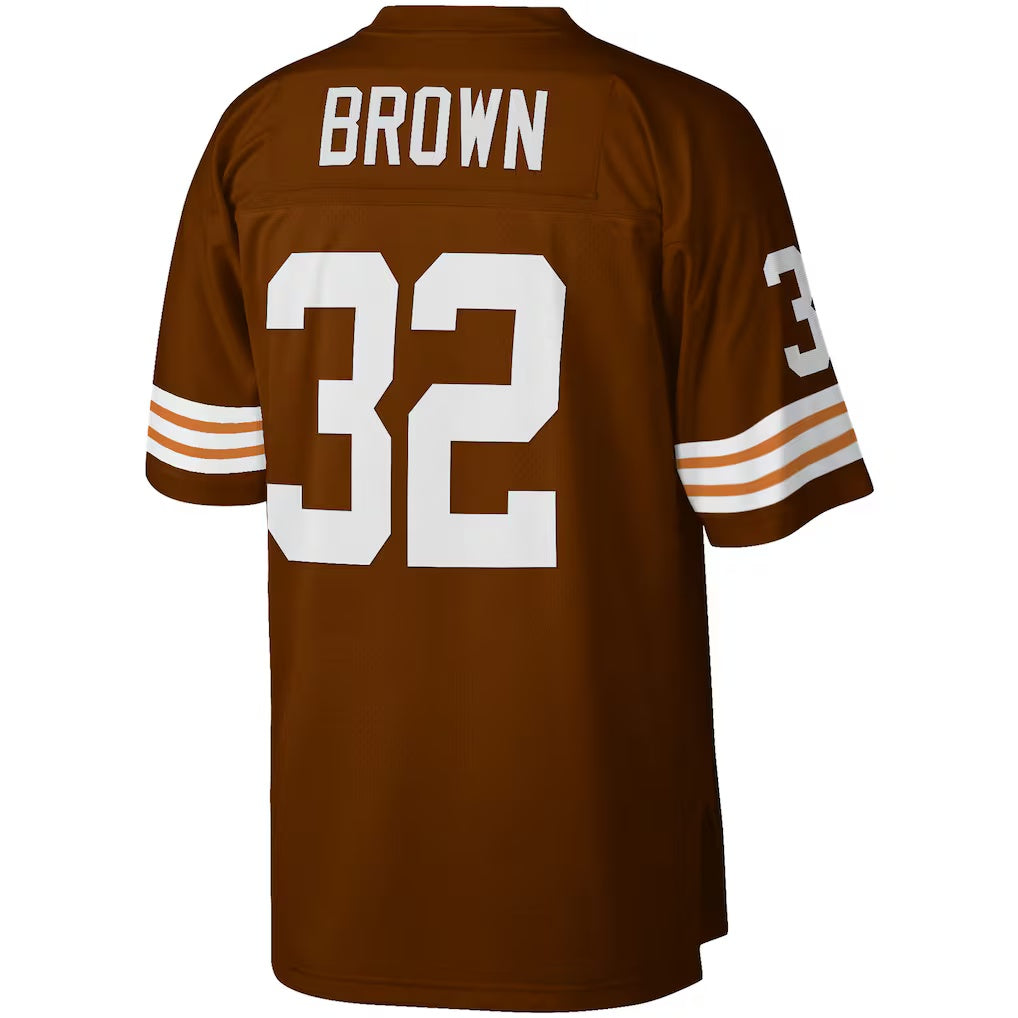 Silnrao C.Browns #32 Jim Brown Mitchell & Ness Brown Big & Tall Retired Player Replica Stitched Jerseys