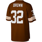 Silnrao C.Browns #32 Jim Brown Mitchell & Ness Brown Big & Tall Retired Player Replica Stitched Jerseys