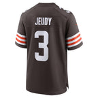 SilnraoC.Browns #3 Jerry Jeudy Player Brown Home Game Stitched Jerseys