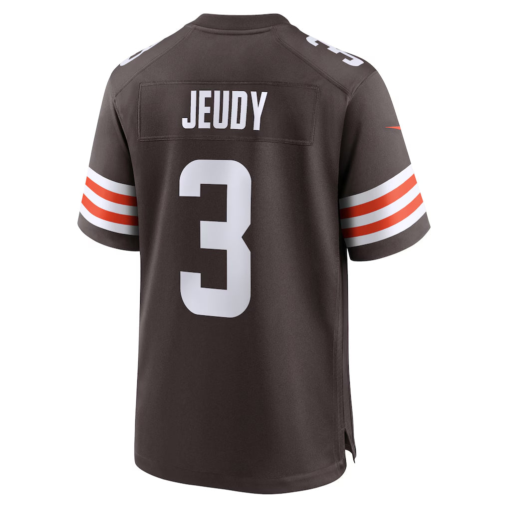 SilnraoC.Browns #3 Jerry Jeudy Player Brown Home Game Stitched Jerseys