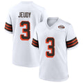 SilnraoC.Browns #3 Jerry Jeudy Player White Alternate Home Game Stitched Jerseys