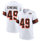 Silnrao C.Browns #49 Carson Schwesinger Player 1946 Collection Alternate White Stitched Jerseys