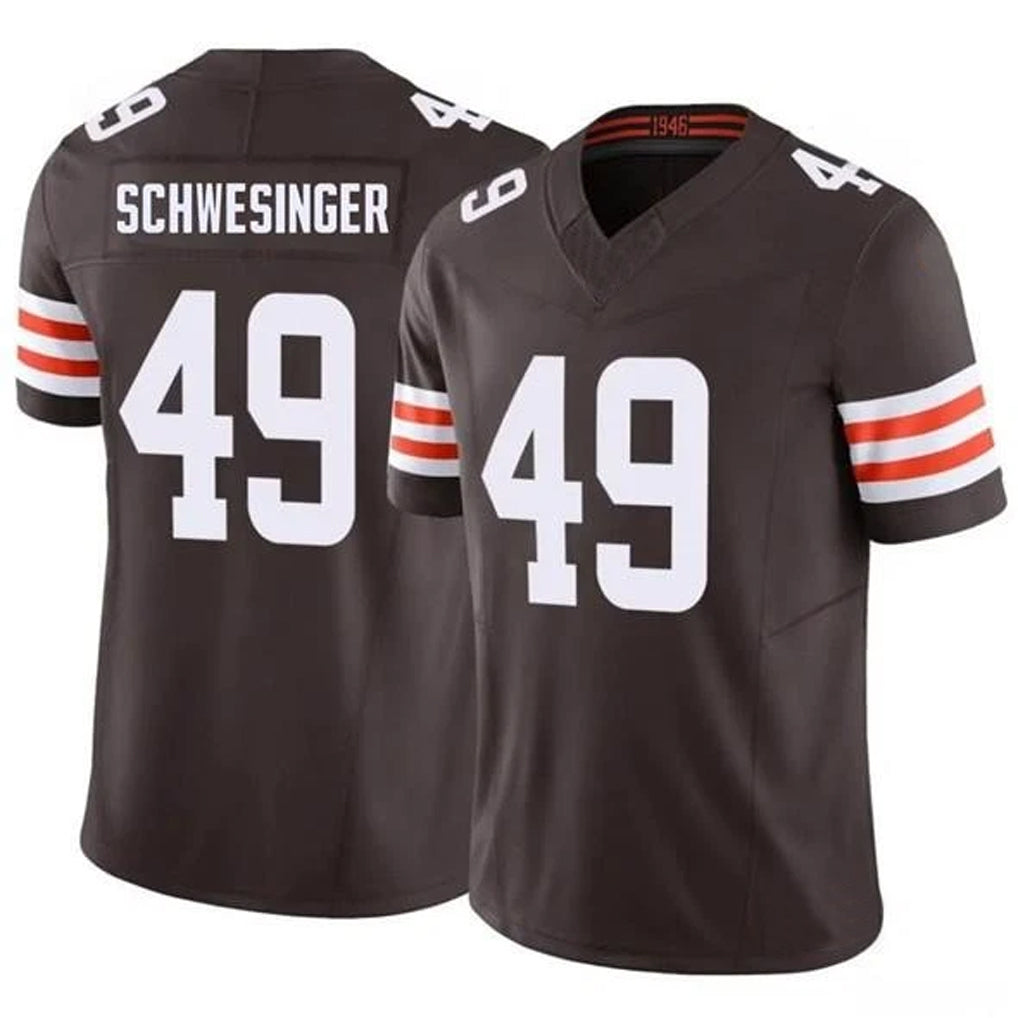 Silnrao C.Browns #49 Carson Schwesinger Player Brown Vapor F.U.S.E. Limited Stitched Jerseys