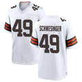 Silnrao C.Browns #49 Carson Schwesinger Player White Home Game Stitched Jerseys