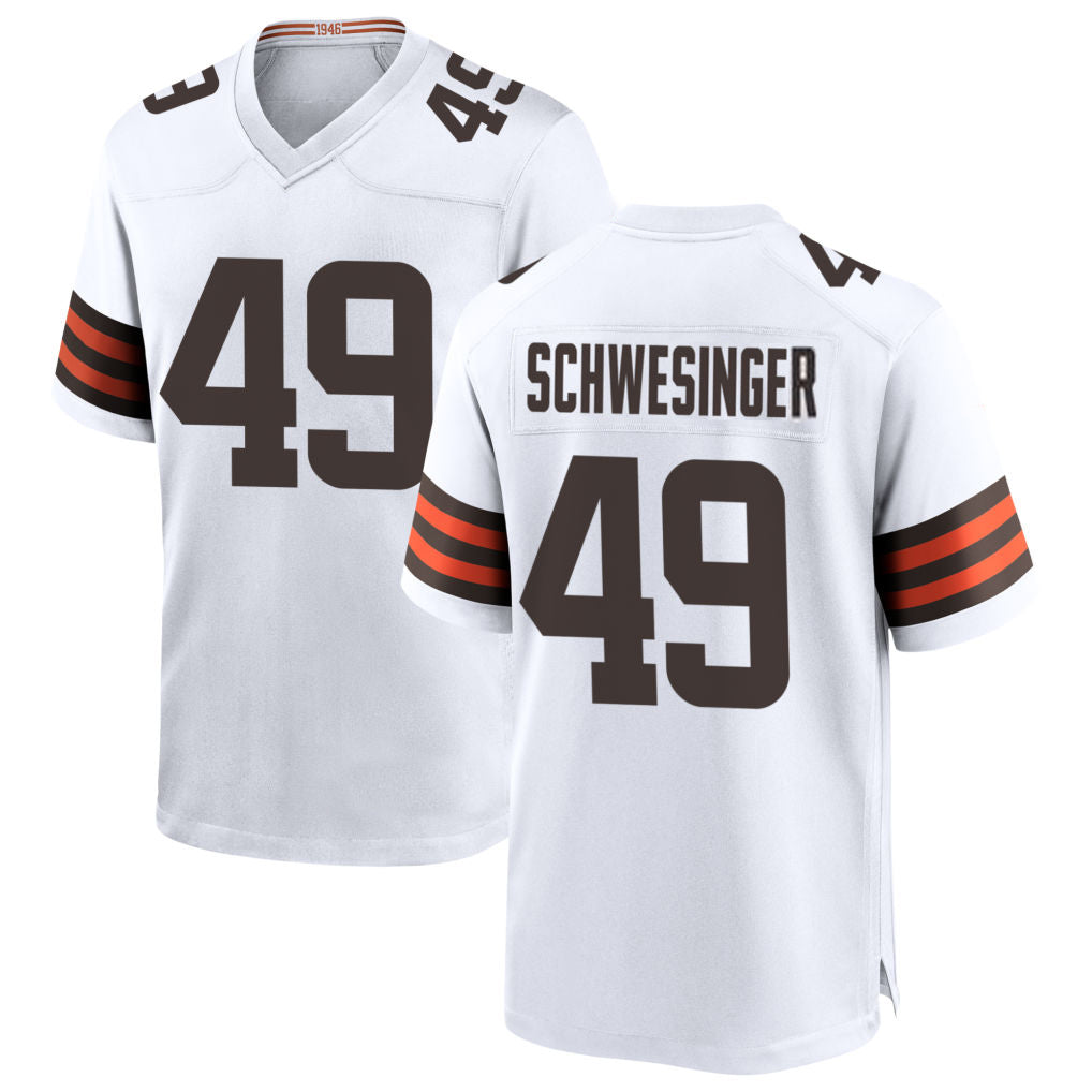 Silnrao C.Browns #49 Carson Schwesinger Player White Home Game Stitched Jerseys