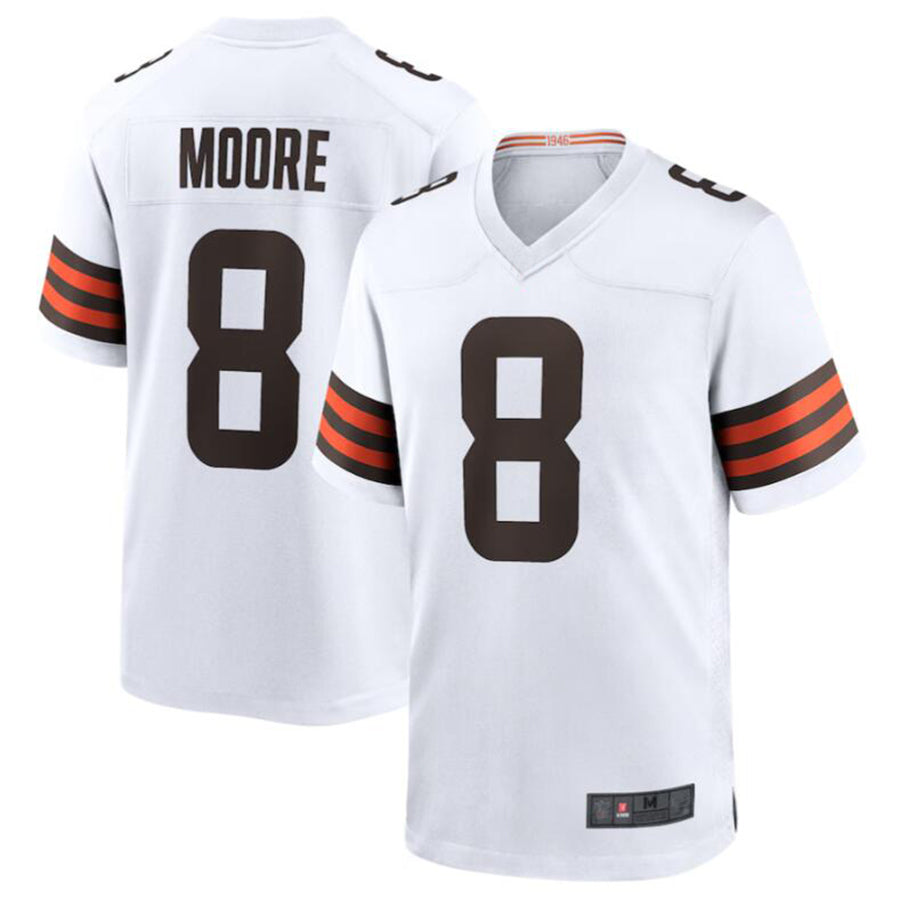 Silnrao C.Browns #8 Elijah Moore White Game Retired Player Jersey American Stitched  Jerseys