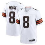 Silnrao C.Browns #8 Elijah Moore White Game Retired Player Jersey American Stitched  Jerseys