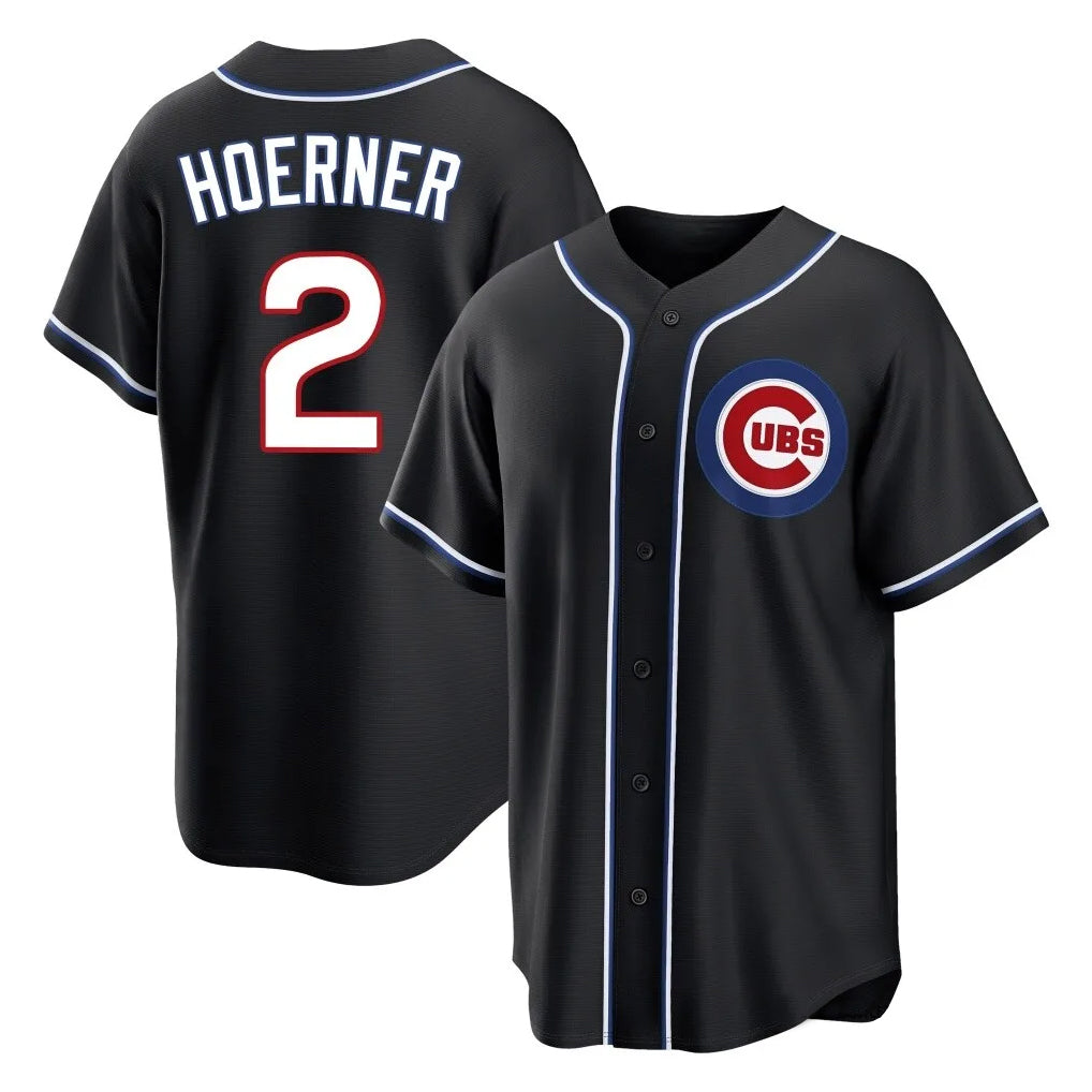 Silnrao C.Cubs #2 Nico Hoerner Player Black Fashion Out Game Stitched Jerseys