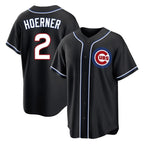 Silnrao C.Cubs #2 Nico Hoerner Player Black Fashion Out Game Stitched Jerseys