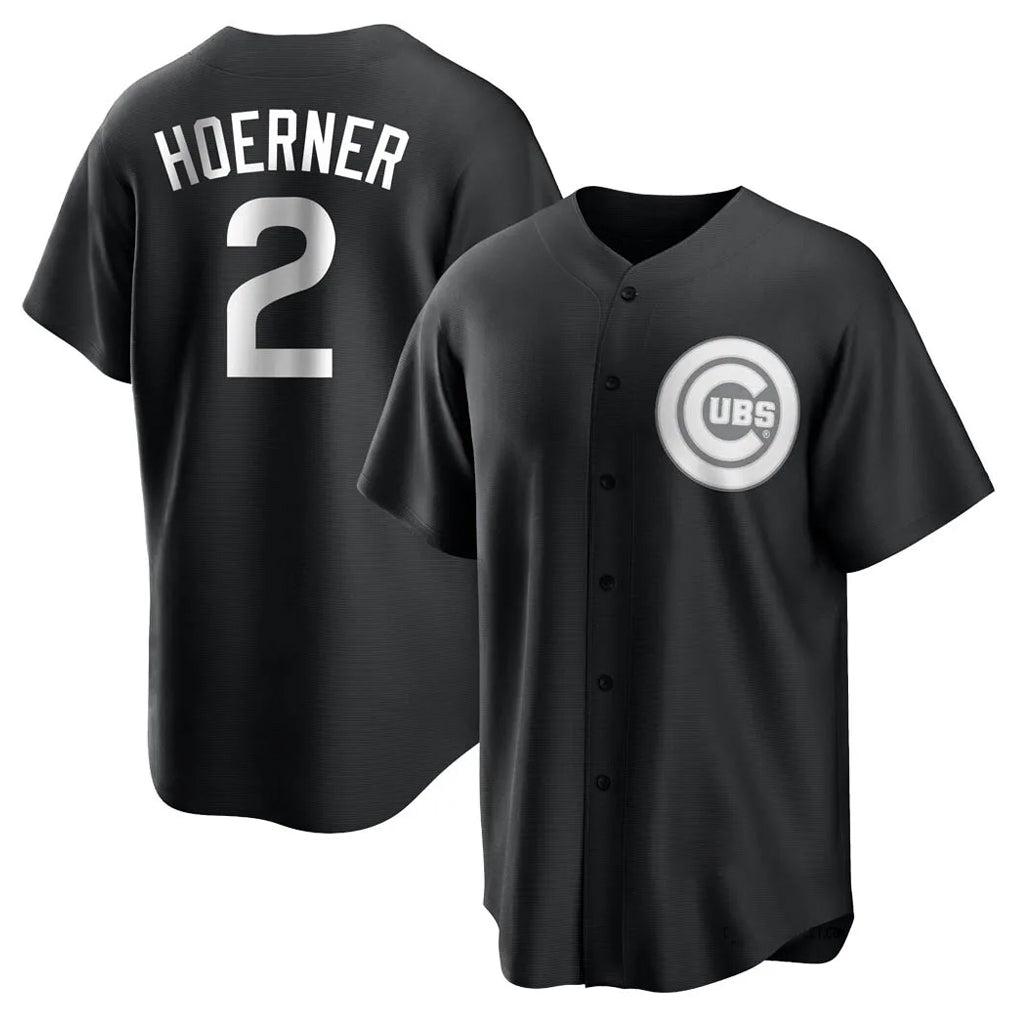 Silnrao C.Cubs #2 Nico Hoerner Player Black Game Stitched Jerseys