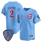 Silnrao C.Cubs #2 Nico Hoerner Player Blue Vapor Premier Limited Home Stitched Jerseys