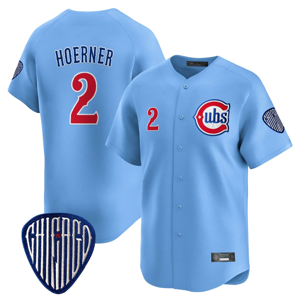 Silnrao C.Cubs #2 Nico Hoerner Player Blue Vapor Premier Limited Home Stitched Jerseys