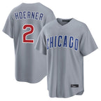 Silnrao C.Cubs #2 Nico Hoerner Player Gray Home Game Stitched Jerseys