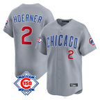 Silnrao C.Cubs #2 Nico Hoerner Player Gray Road 150th Anniversary Limited Home Stitched Jerseys