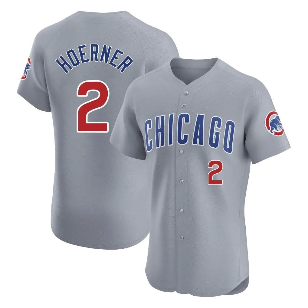 Silnrao C.Cubs #2 Nico Hoerner Player Gray Road Limited Elite Home Stitched Jerseys