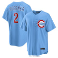Silnrao C.Cubs #2 Nico Hoerner Player Light Blue Home Game Stitched Jerseys