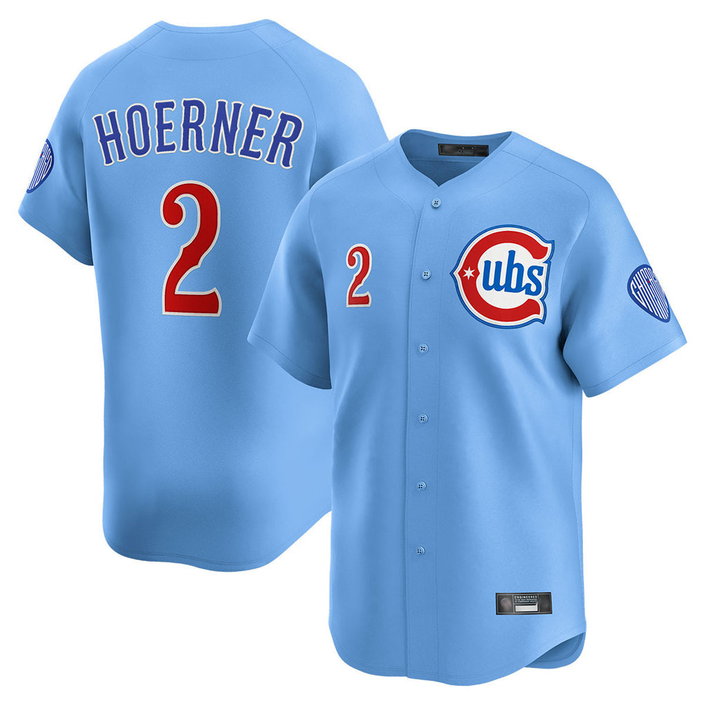 Silnrao C.Cubs #2 Nico Hoerner Player Light Blue Limited Home Stitched Jerseys