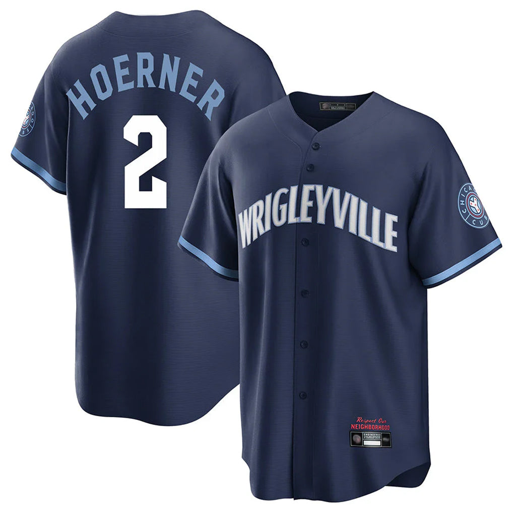 Silnrao C.Cubs #2 Nico Hoerner Player Navy City Connect Home Game Stitched Jerseys