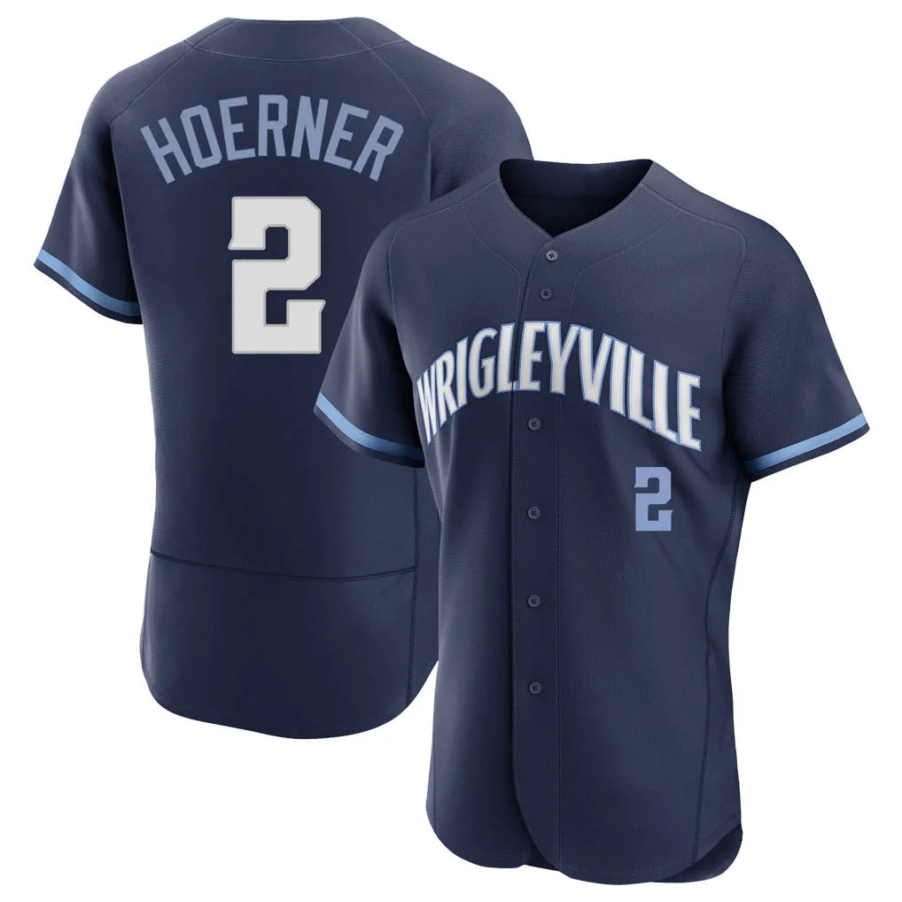 Silnrao C.Cubs #2 Nico Hoerner Player Navy City Connect Limited Elite Home Stitched Jerseys