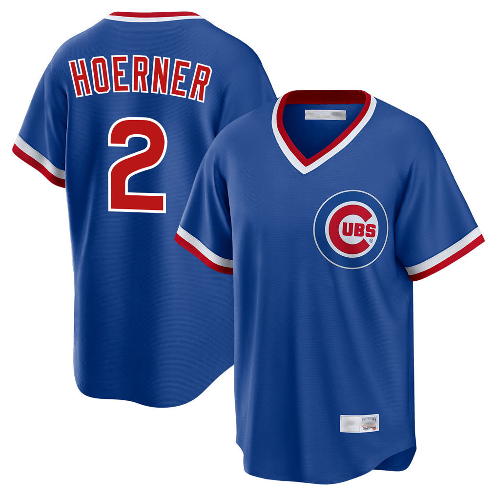 Silnrao C.Cubs #2 Nico Hoerner Player Royal T-shirt Cooperstown Collection Limited Stitched Jerseys
