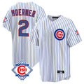 Silnrao C.Cubs #2 Nico Hoerner Player White 150th Anniversary Home Game Stitched Jerseys