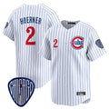 Silnrao C.Cubs #2 Nico Hoerner Player White Pinstripe Vapor Premier Limited Home Stitched Jerseys