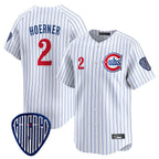 Silnrao C.Cubs #2 Nico Hoerner Player White Pinstripe Vapor Premier Limited Home Stitched Jerseys