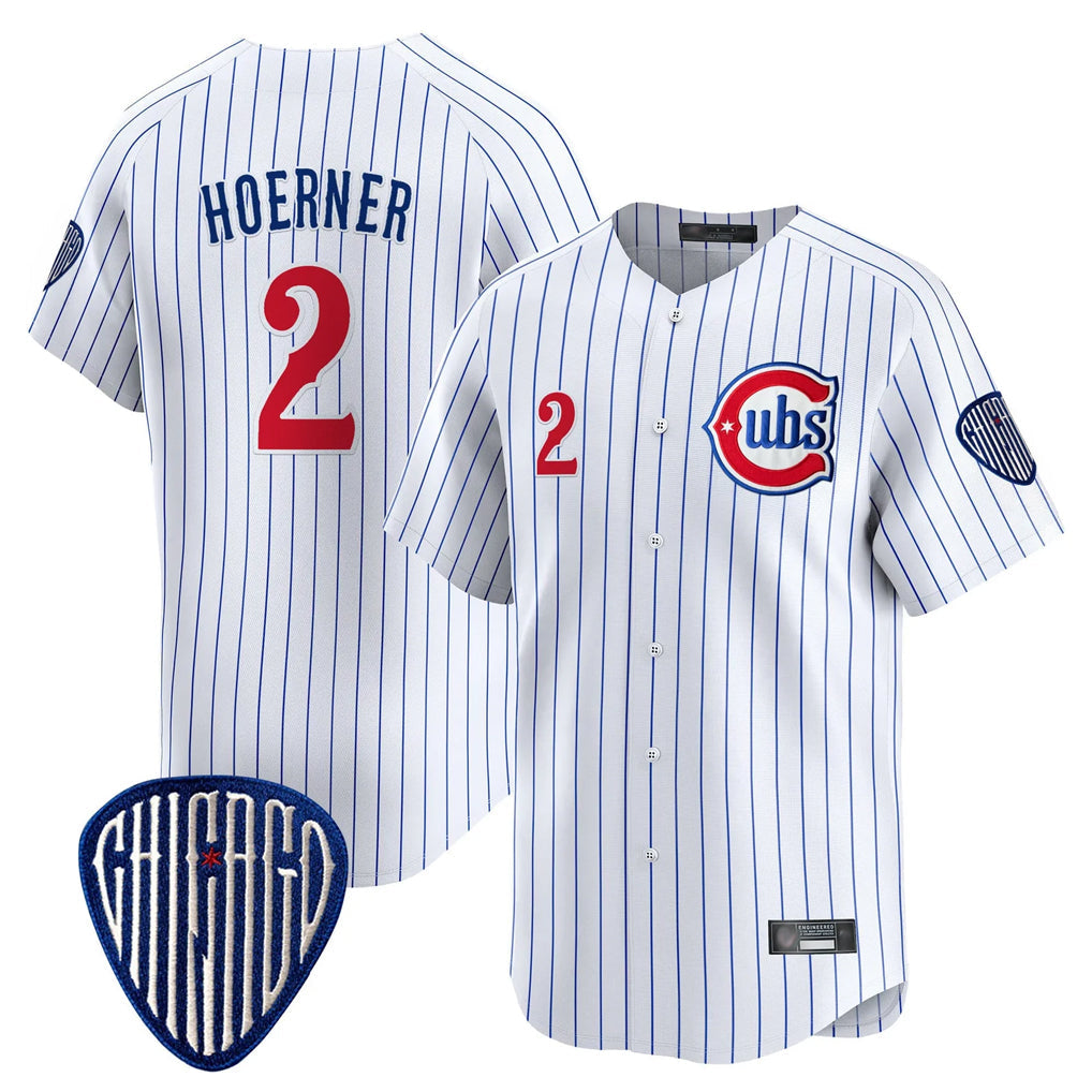 Silnrao C.Cubs #2 Nico Hoerner Player White Pinstripe Vapor Premier Limited Home Stitched Jerseys