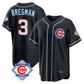 Silnrao C.Cubs #3 Alex Bregman Player Black Fashion Out 150th Anniversary Game Stitched Jerseys