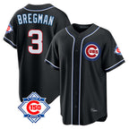 Silnrao C.Cubs #3 Alex Bregman Player Black Fashion Out 150th Anniversary Game Stitched Jerseys