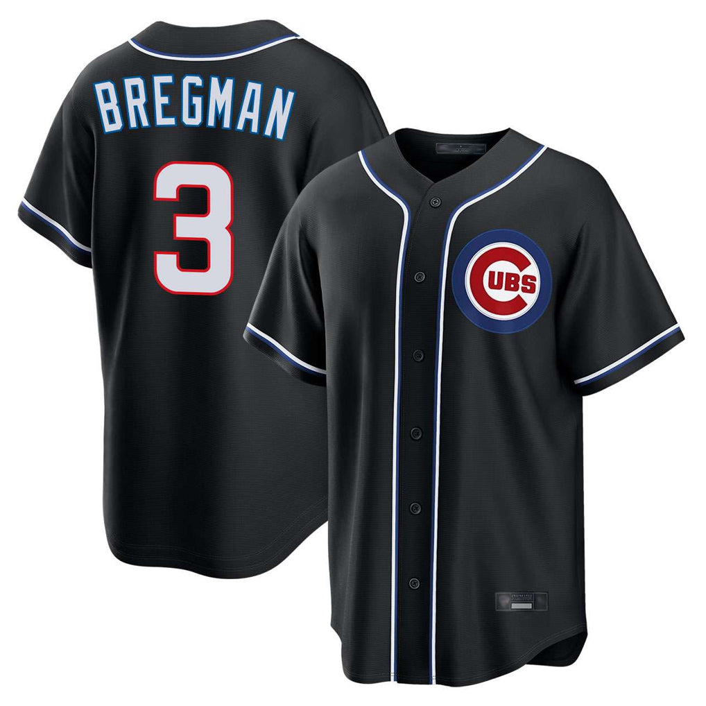 Silnrao C.Cubs #3 Alex Bregman Player Black Fashion Out Game Stitched Jerseys