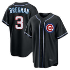 Silnrao C.Cubs #3 Alex Bregman Player Black Fashion Out Game Stitched Jerseys