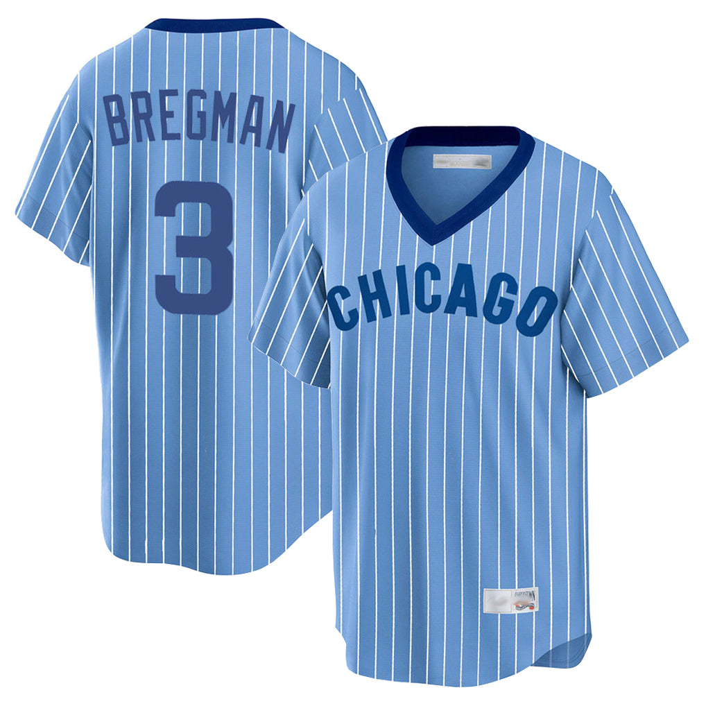 Silnrao C.Cubs #3 Alex Bregman Player Blue T-shirt Cooperstown Collection Limited Stitched Jerseys