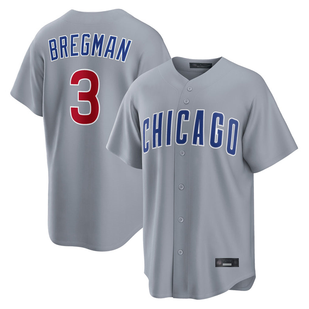 Silnrao C.Cubs #3 Alex Bregman Player Gray Home Game Stitched Jerseys