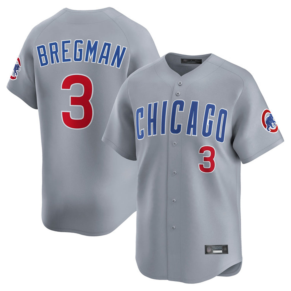 Silnrao C.Cubs #3 Alex Bregman Player Gray Road Limited Home Stitched Jerseys