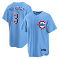 Silnrao C.Cubs #3 Alex Bregman Player Light Blue Home Game Stitched Jerseys