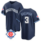 Silnrao C.Cubs #3 Alex Bregman Player Navy 150th Anniversary City Connect Home Game Stitched Jerseys