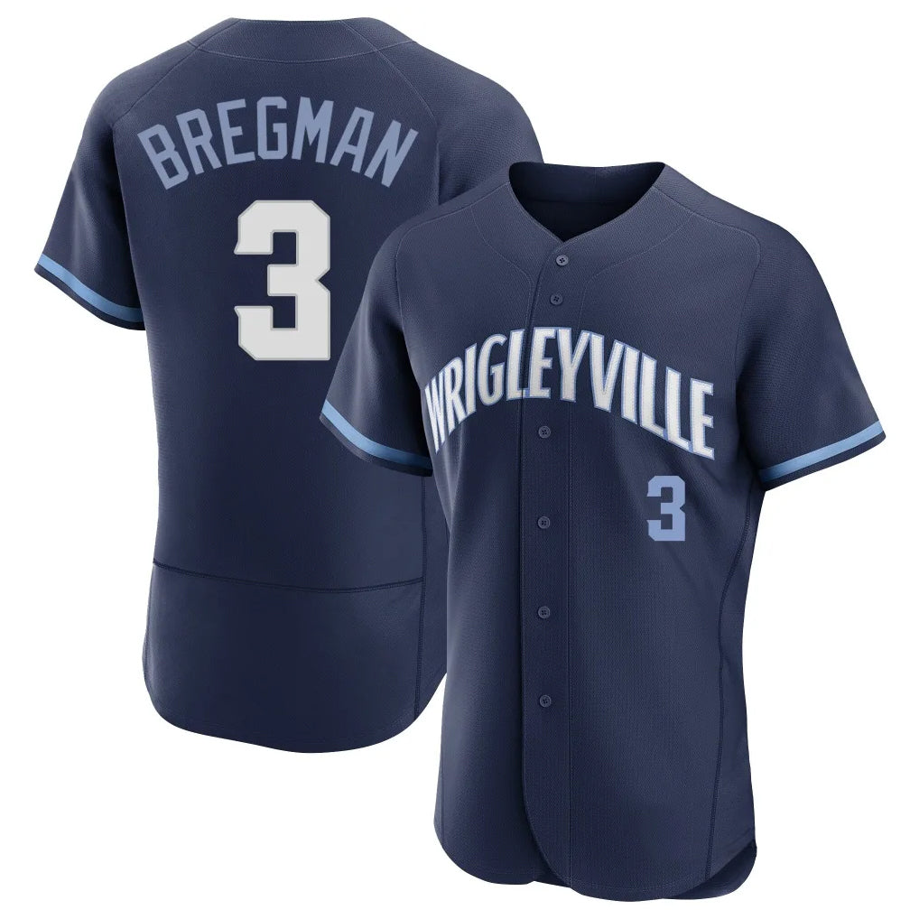 Silnrao C.Cubs #3 Alex Bregman Player Navy City Connect Limited Elite Home Stitched Jerseys