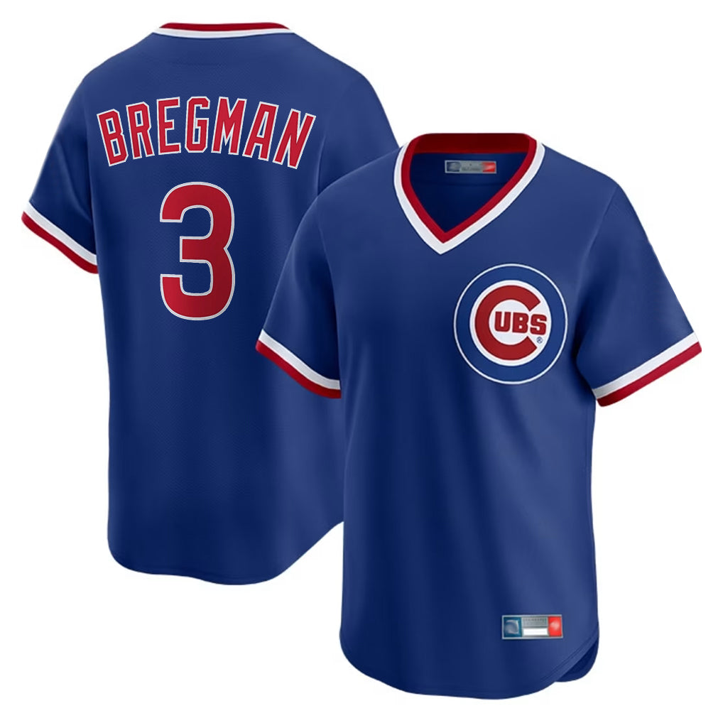 Silnrao C.Cubs #3 Alex Bregman Player Royal T-shirt Cooperstown Collection Limited Stitched Jerseys