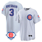 Silnrao C.Cubs #3 Alex Bregman Player White 150th Anniversary Home Game Stitched Jerseys